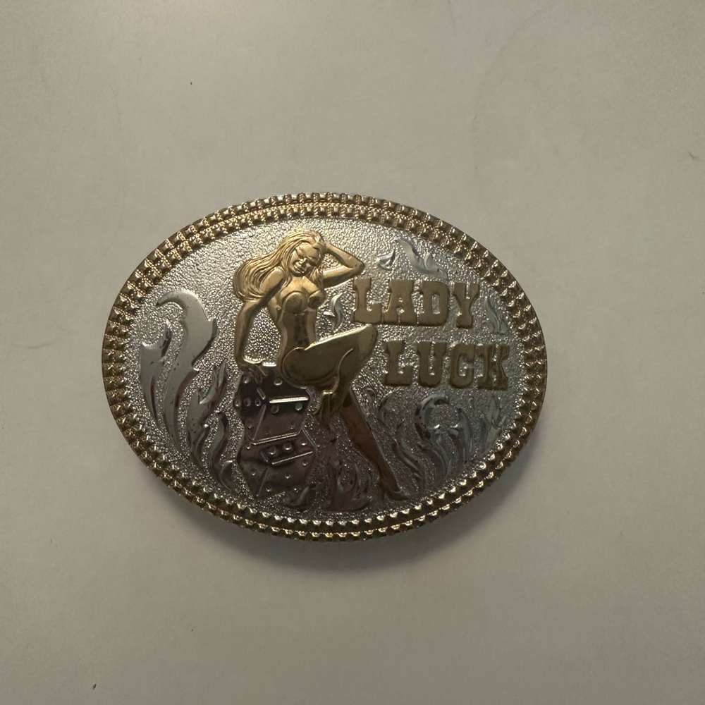 Lady Luck Silver and Gold Belt Buckle